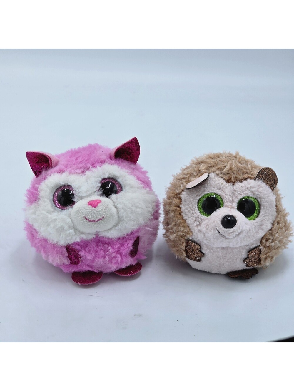 Ty Beanie Balls Puffies Lot Princess Pink Husky Hazel Hedgehog 4” Plush